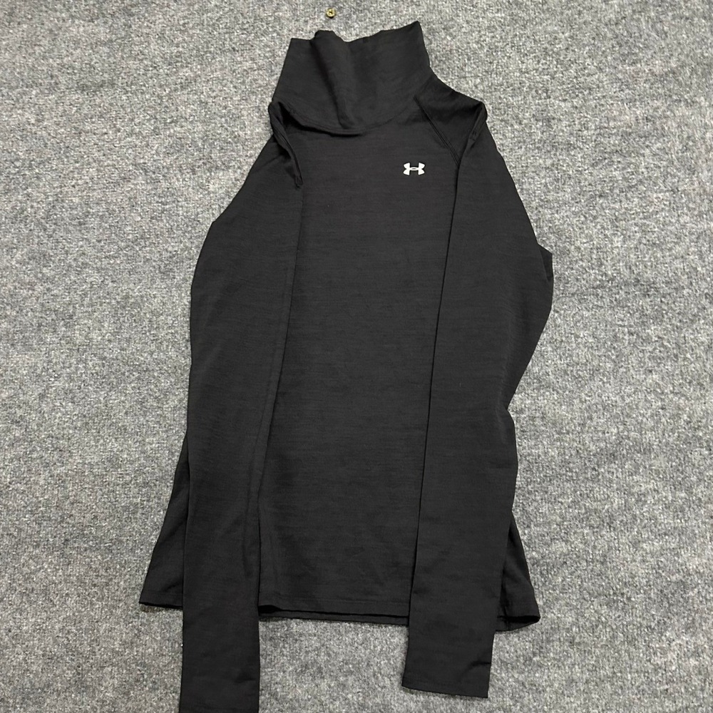 Under Armour Base Layer Womens Small Black Funnel Neck Long Sleeve Thumbhole Top